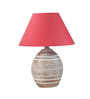 Ladder Maroon Cotton Shade Night Lamp With Wood Base