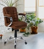 Lavish Medium Back Fabric Office Desk Chair In Dark Brown Colour