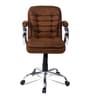 Lavish Medium Back Fabric Office Desk Chair In Dark Brown Colour
