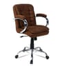 Lavish Medium Back Fabric Office Desk Chair In Dark Brown Colour