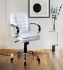 Lavish Medium Back Office Desk Chair In White Colour