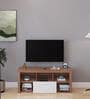 Lavish Tv Console In Exotic Teak & Frosty White Finish