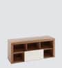 Lavish Tv Console In Exotic Teak & Frosty White Finish