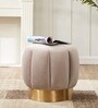 Lax Velvet Pouff Beige Colour