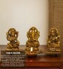 (1Pc) Gold Metal Lakshmi, Ganesha & Saraswati Pooja Idol