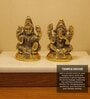 (1Pc) Gold Metal Laxmi Ganesh Idol Home Temple Decor