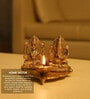 (1Pc) Gold Metal Laxmi Ganesh Decorative God Statue For Home & Pooja Room