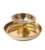 Laxmi Kuber Golden Brass  Plate with Diya