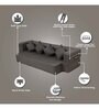 Laze Jute Fabric 4 Seater Sofa Cum Bed with 4 Cushions in Brown Colour