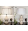 Lazio White Cottan Fabric Shade Night Lamp With Wood Base