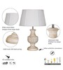 Lazio White Cottan Fabric Shade Night Lamp With Wood Base