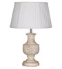Lazio White Cottan Fabric Shade Night Lamp With Wood Base