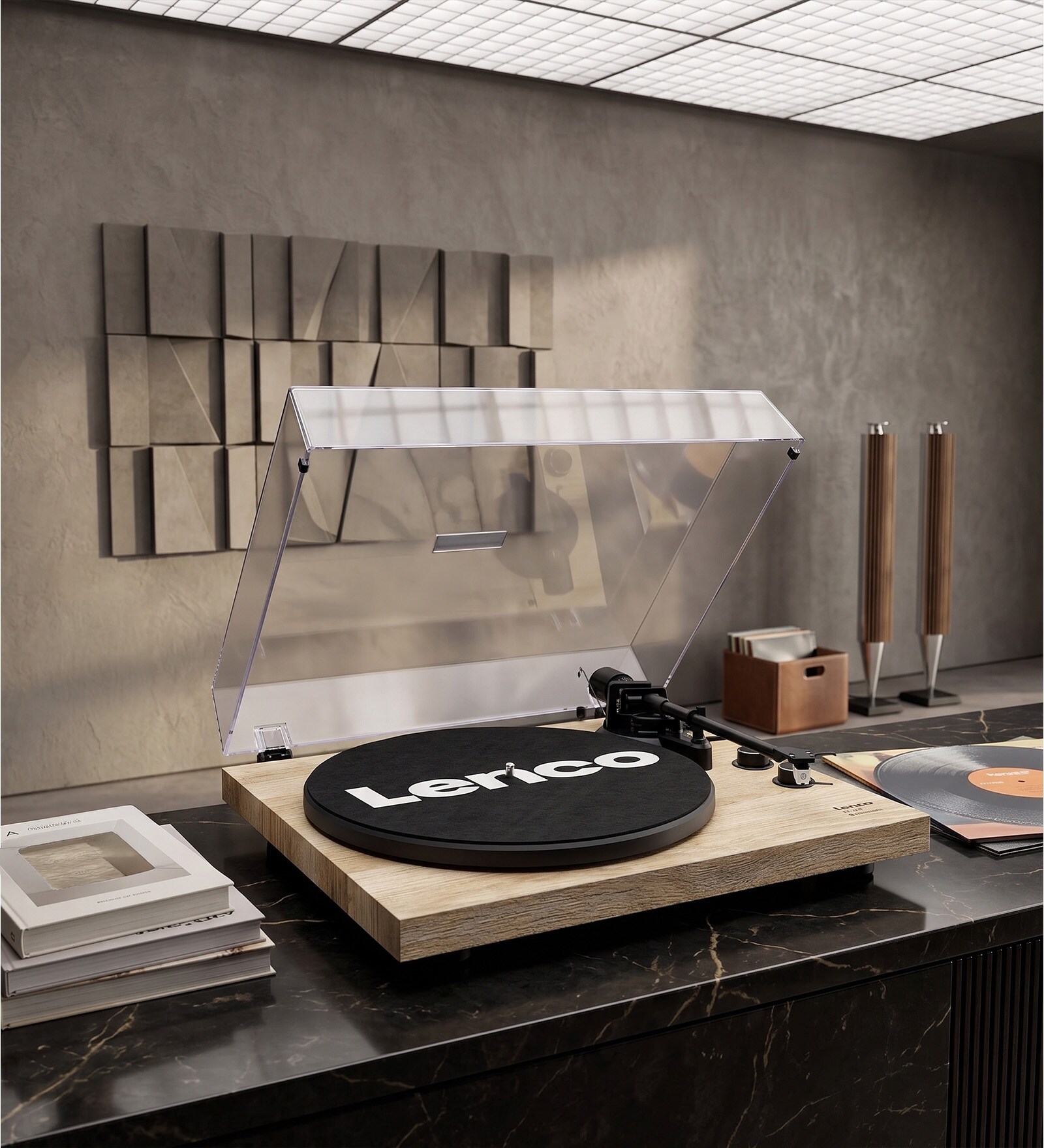 LBT-188 Vinyl Record Player with Bluetooth Turntable with 3-Speed Vinyl Player (33/45 RPM), Pine Colour