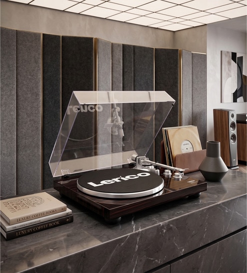 LBT-188 Vinyl Record Player with Bluetooth Turntable, Walnut Colour