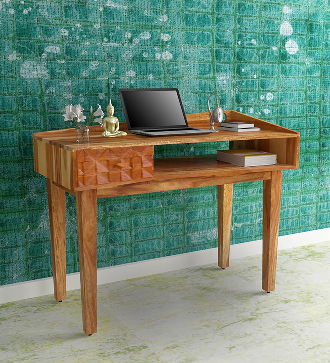 Buy Lennart Solid Wood Writing Table in Vintage Walnut Finish at 2% OFF ...