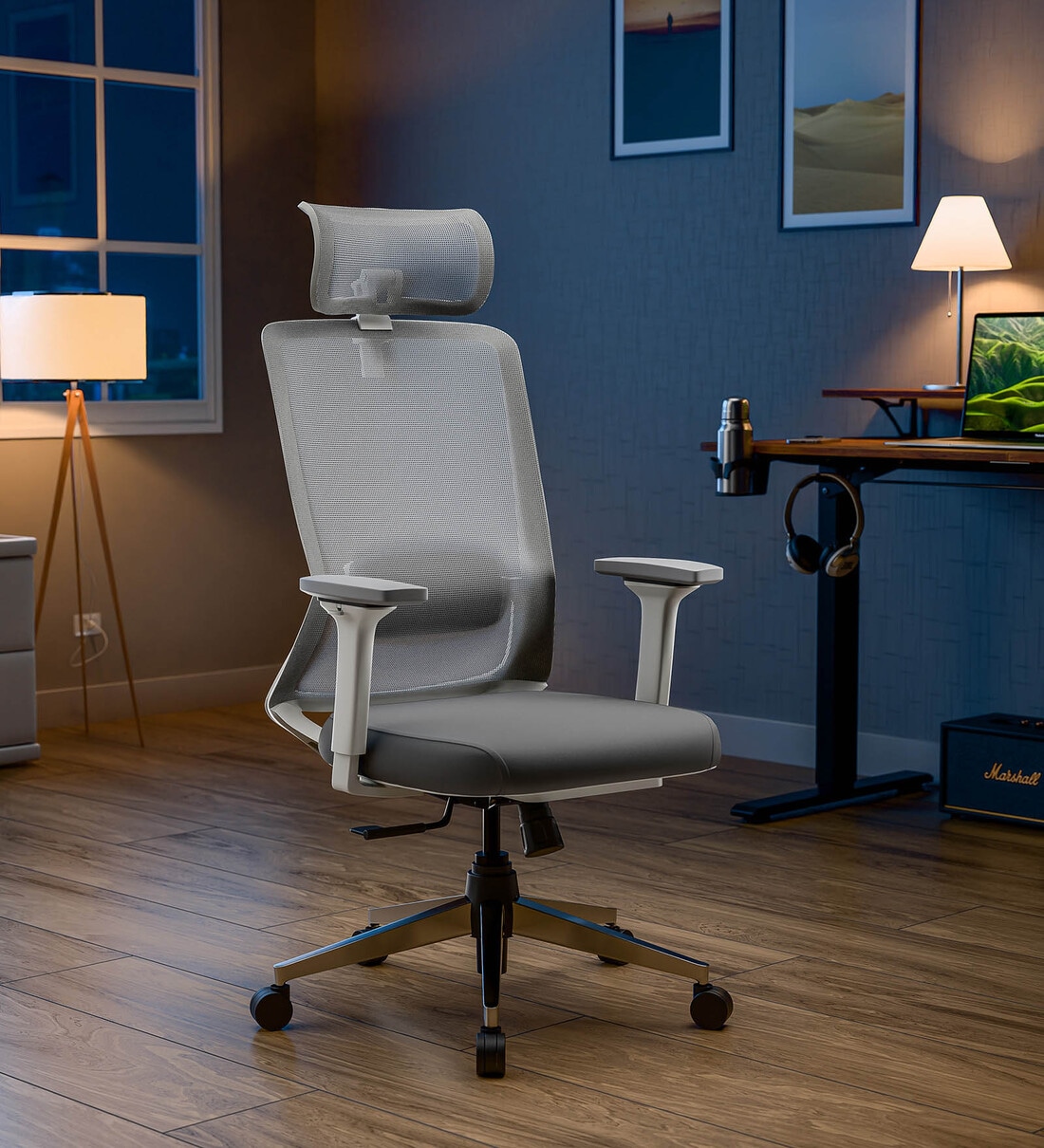 Buy Leo Lite Ergonomic Chair In White Grey Color at 55% OFF by