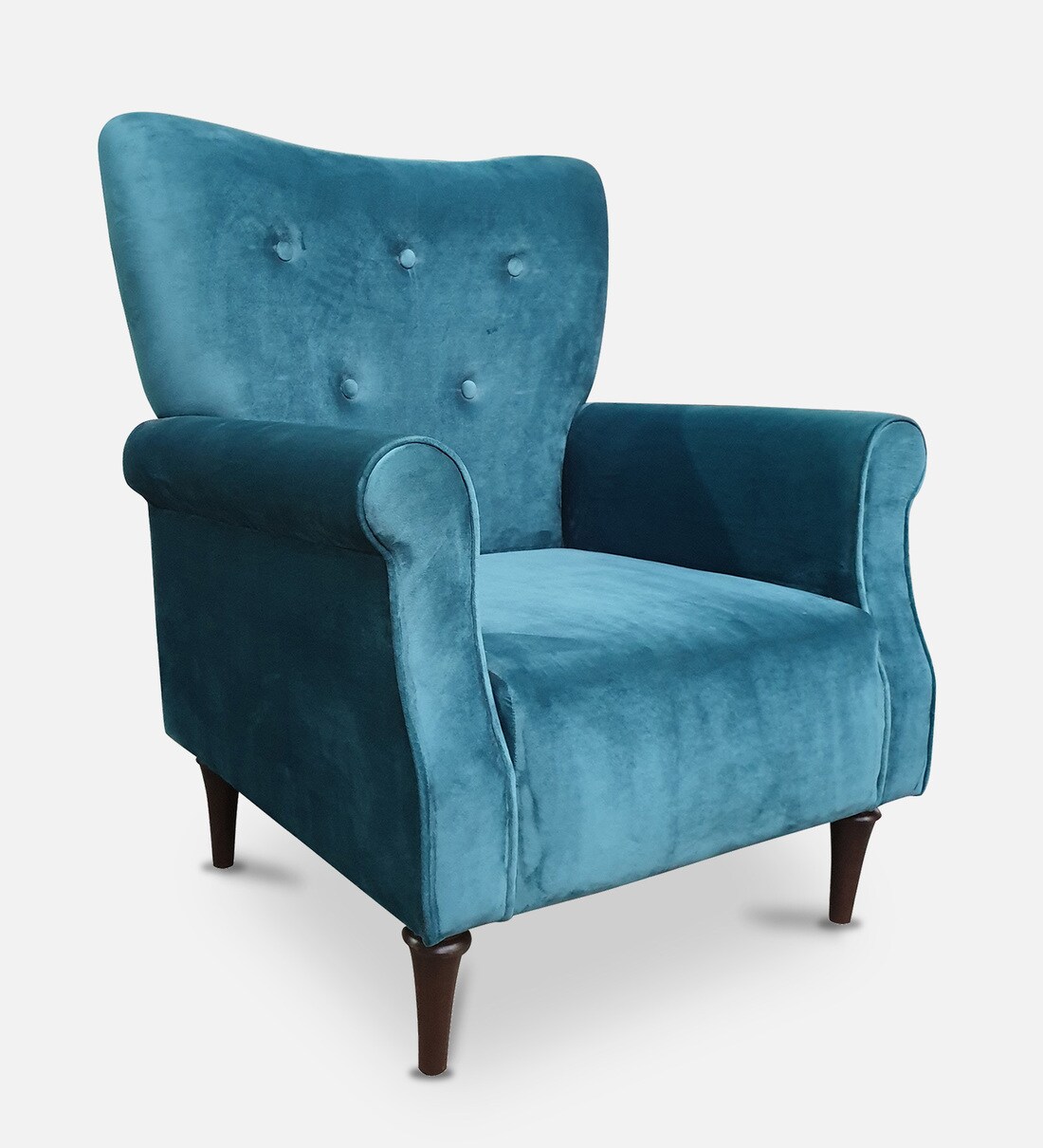 Buy Leon Lounge Chair in Teal Green Colour by ARRA Online Full Back