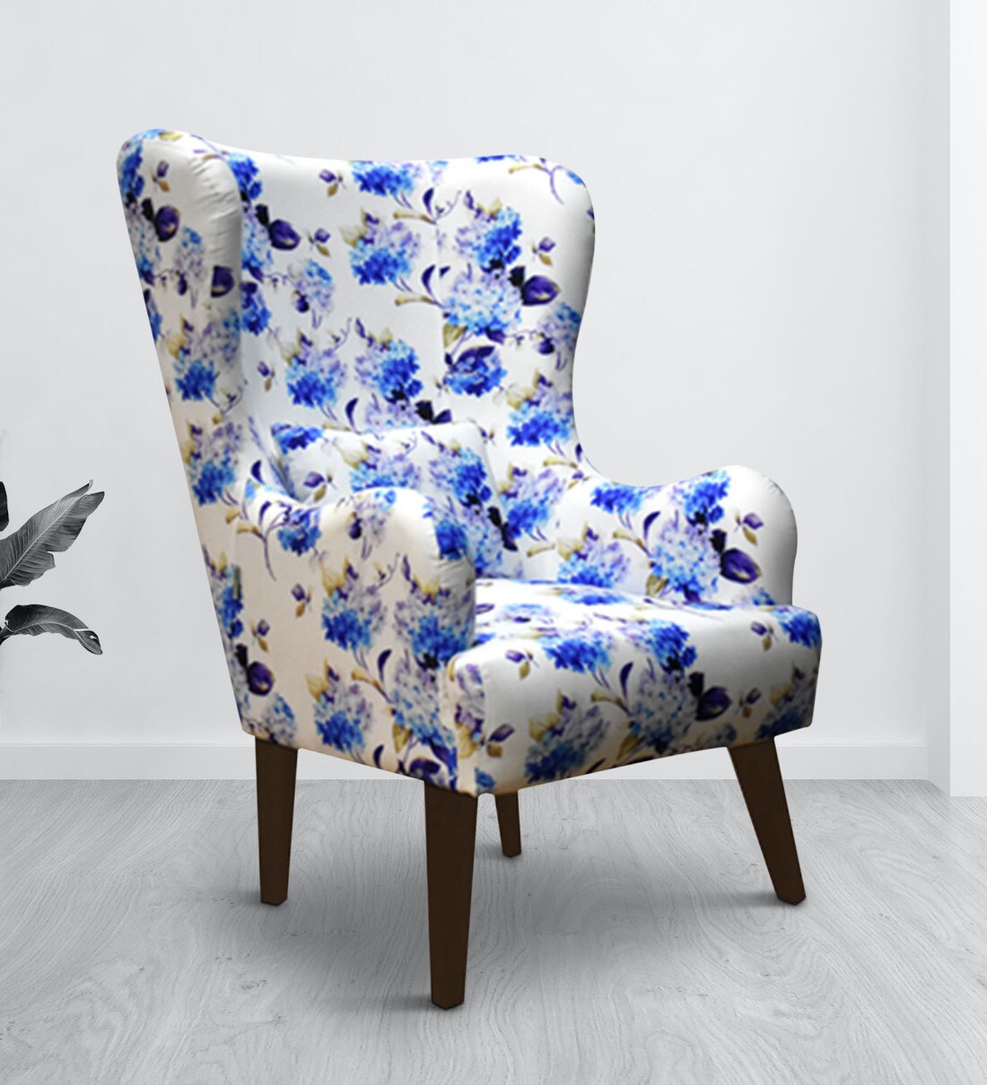 Buy Leon Fabric Wing Chair in Blue Colour Online Wing Chairs Wing