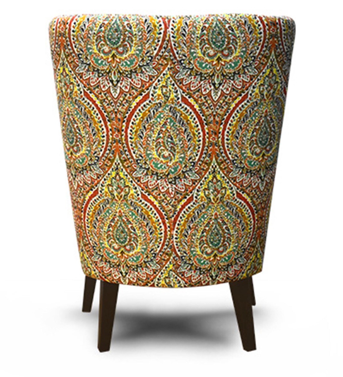 Buy Leon Wing Chair with Red & Green Print Uphosltery by Furnitech