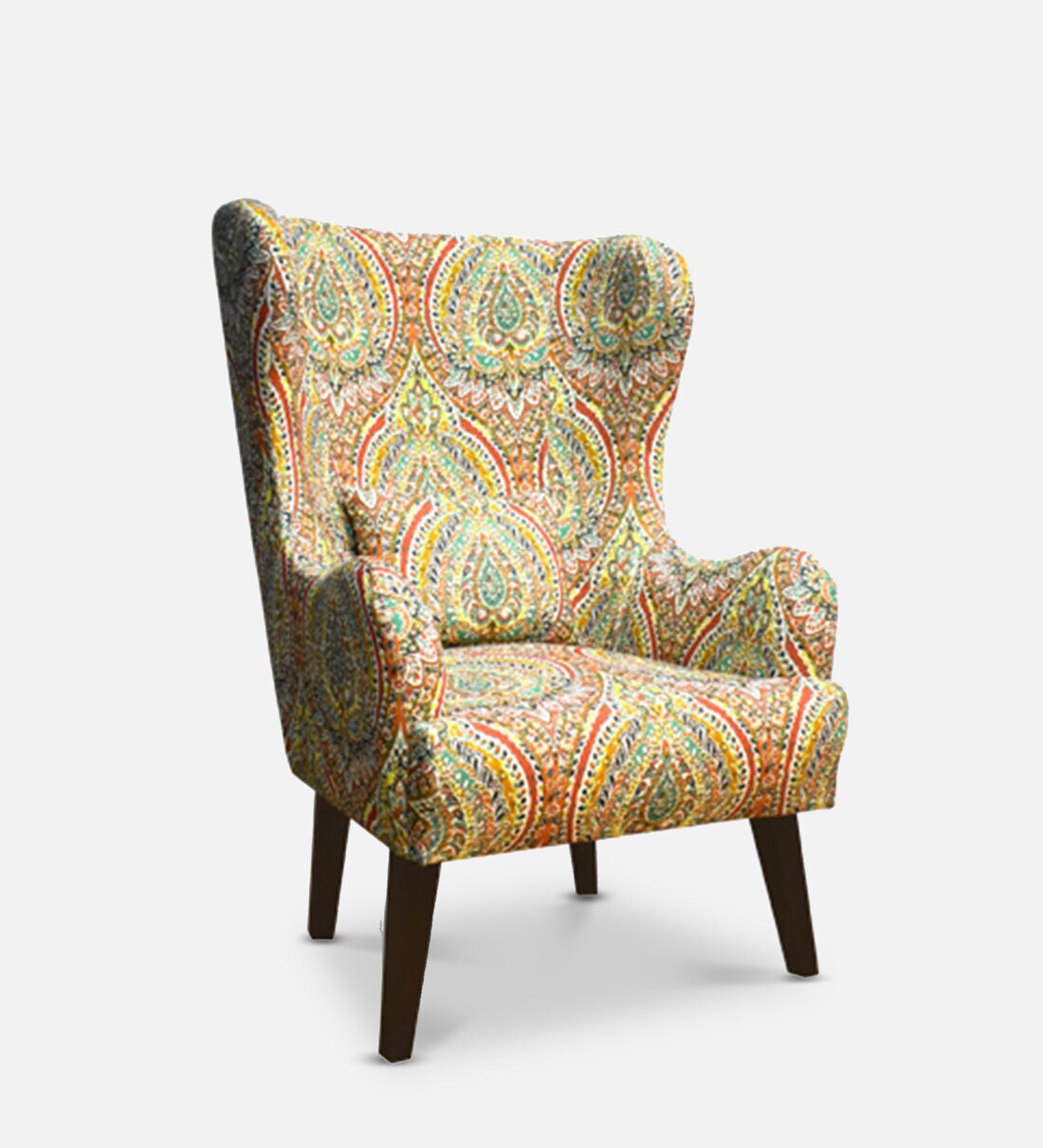 Buy Leon Wing Chair with Red & Green Print Uphosltery at 30 OFF by