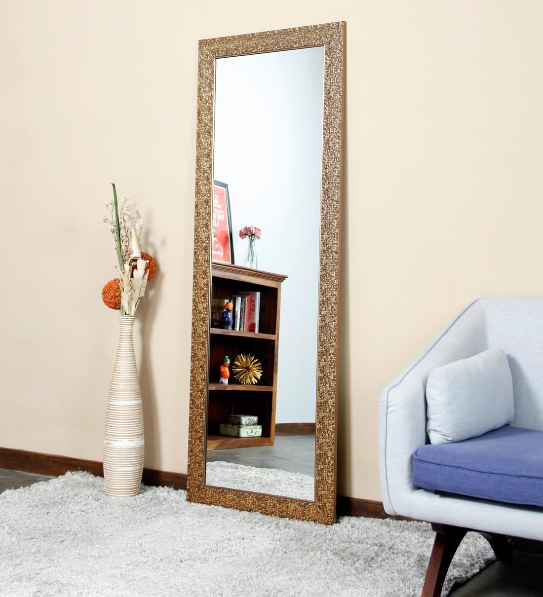 Buy Framed Full Length Mirror in Yellow colour by Zahab at 27 OFF by