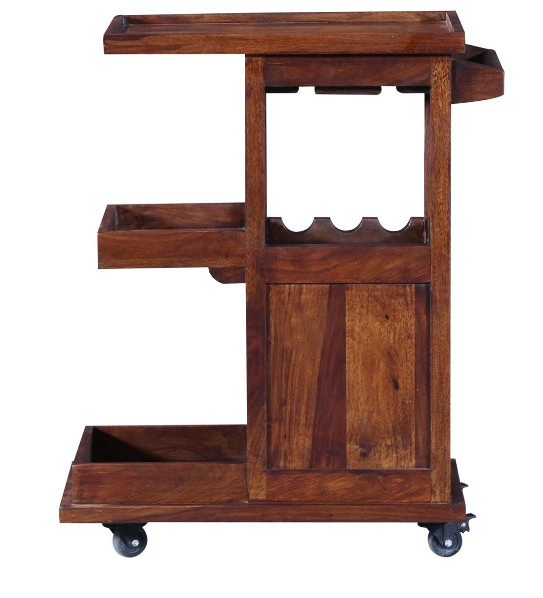 Buy Lerro Solid Wood Bar Trolley in Provincial Teak Finish By