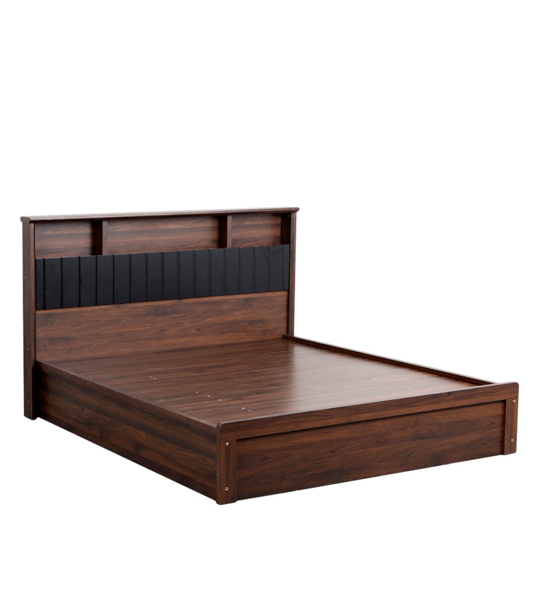 Buy Lewis Queen Size Bed with Storage in Brown Colour by Home Centre