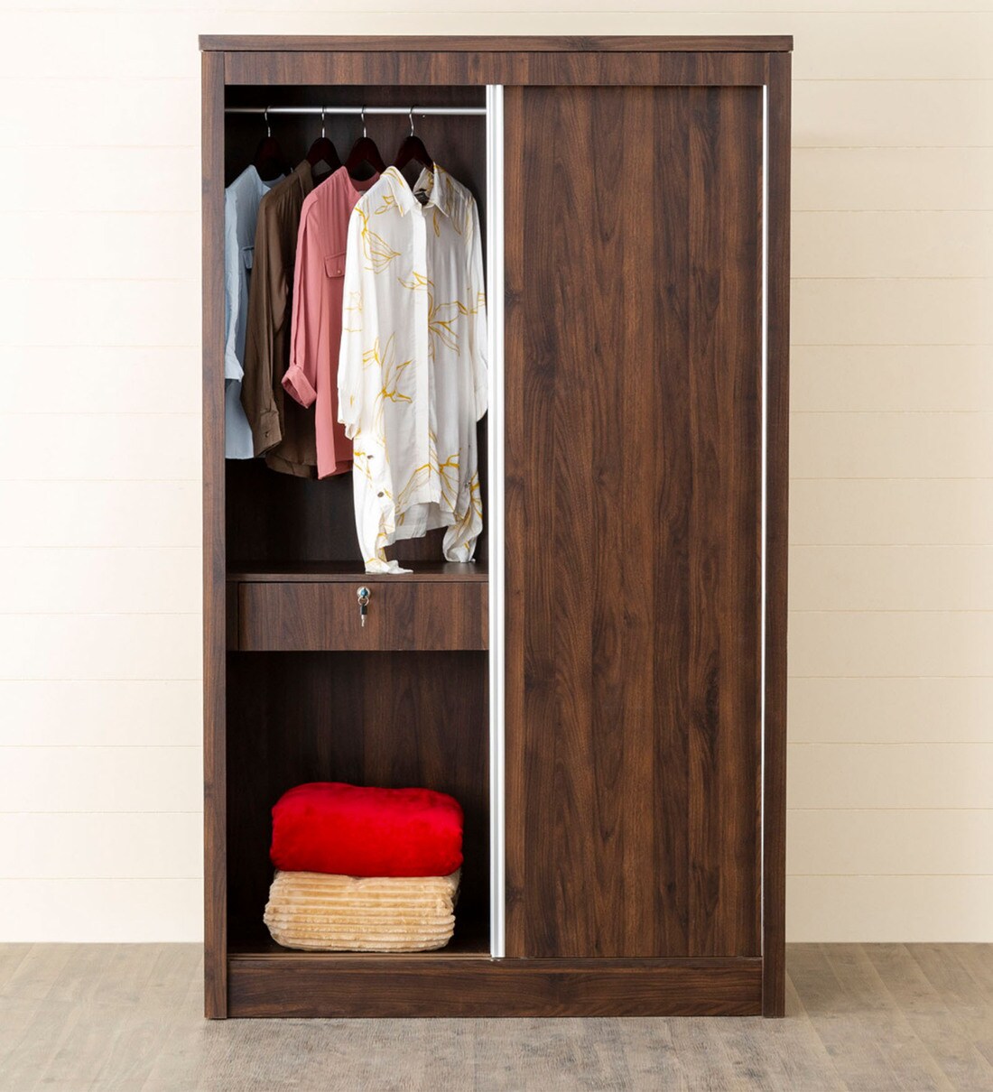 Buy Lewis Sliding Wardrobe in Brown Finish by Home Centre Online