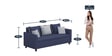Lenorio Fabric 3 Seater Sofa in Blue-Grey Colour