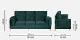 Levo 3 Seater Velvet Fabric Sofa In Royal Green Color