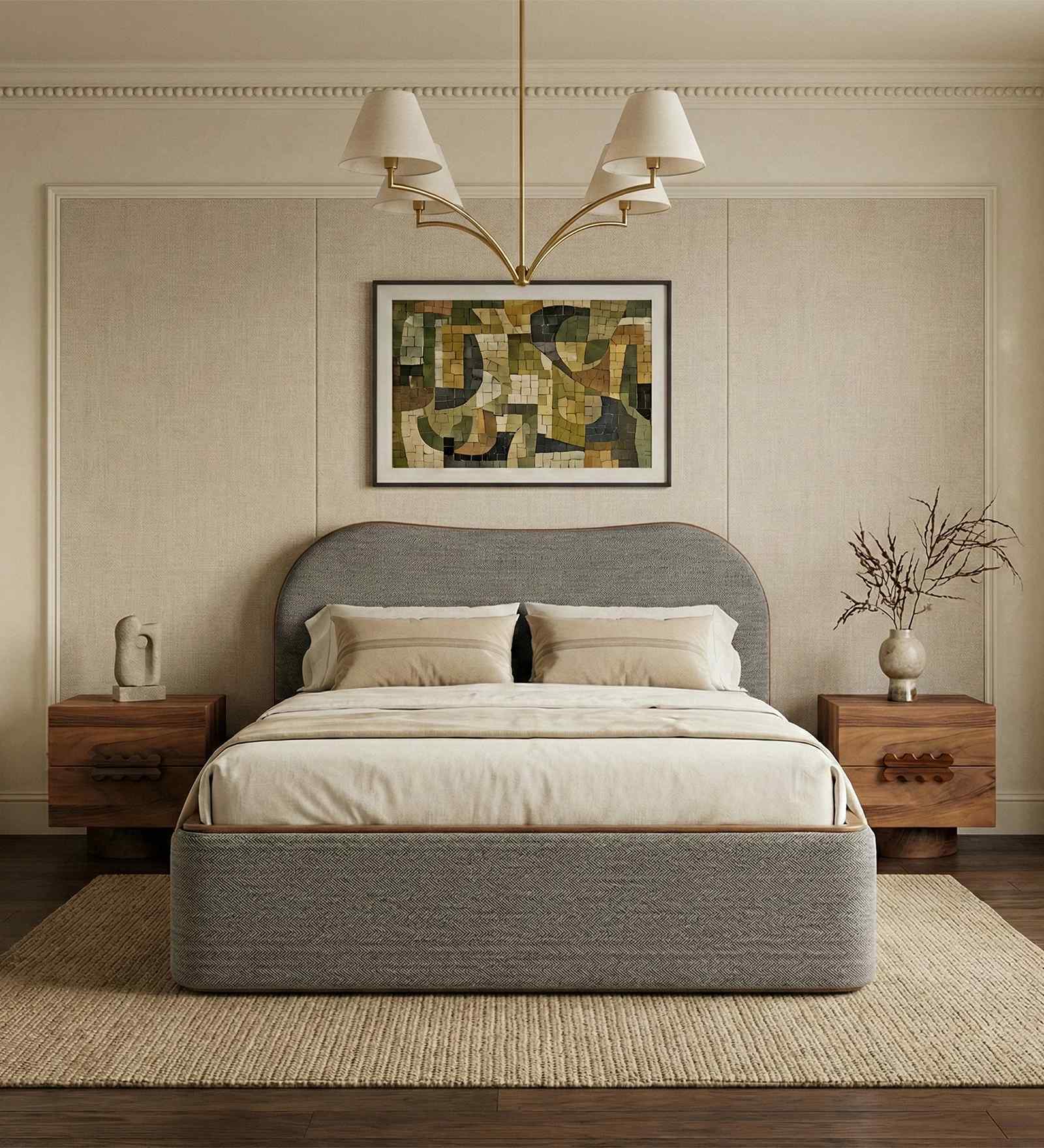 Le Dame Queen Size Bed In Acacia Wood Finish