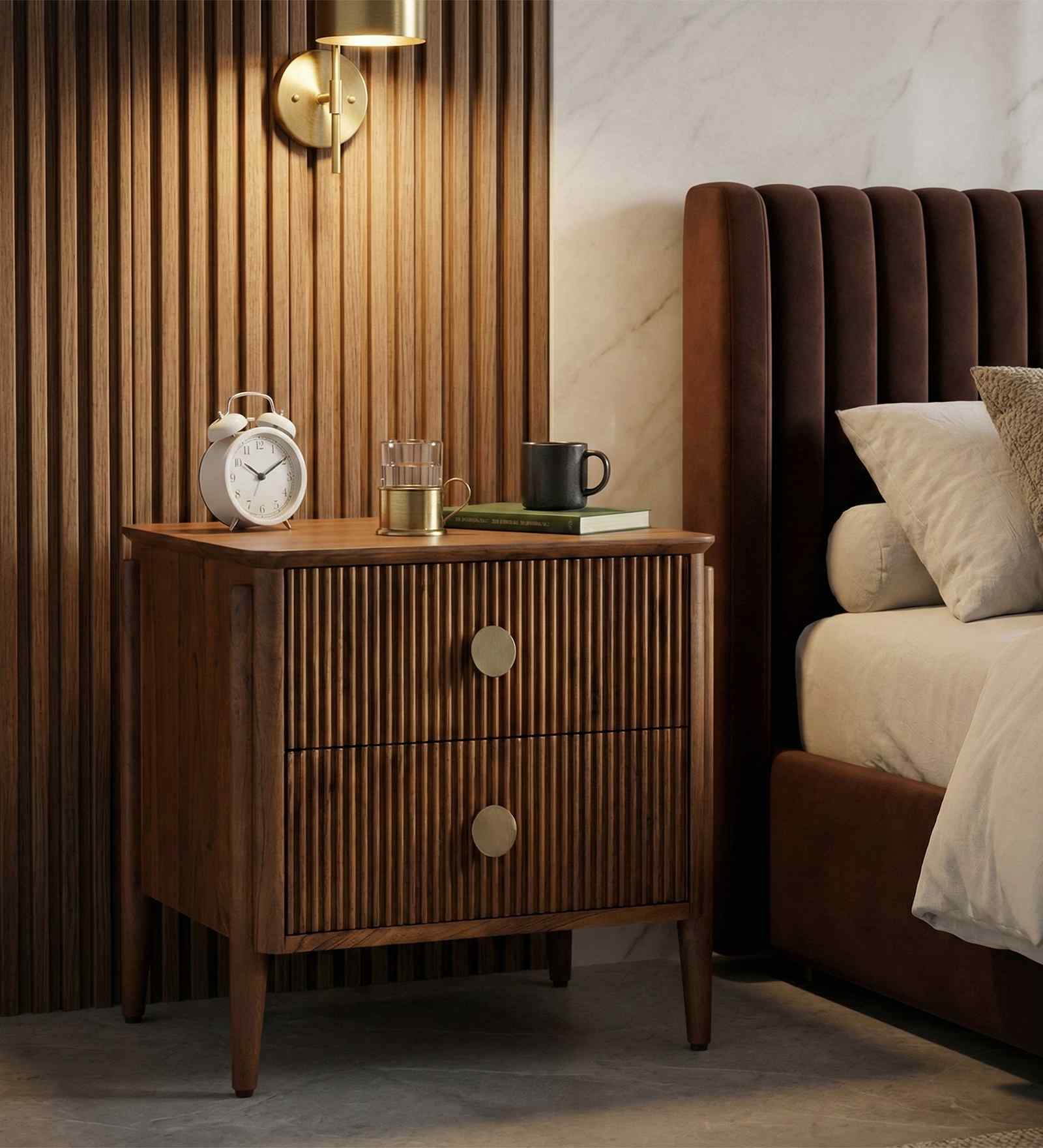 Le Roi Bedside With Jodhpur TPR On Knobs In Brown Finish
