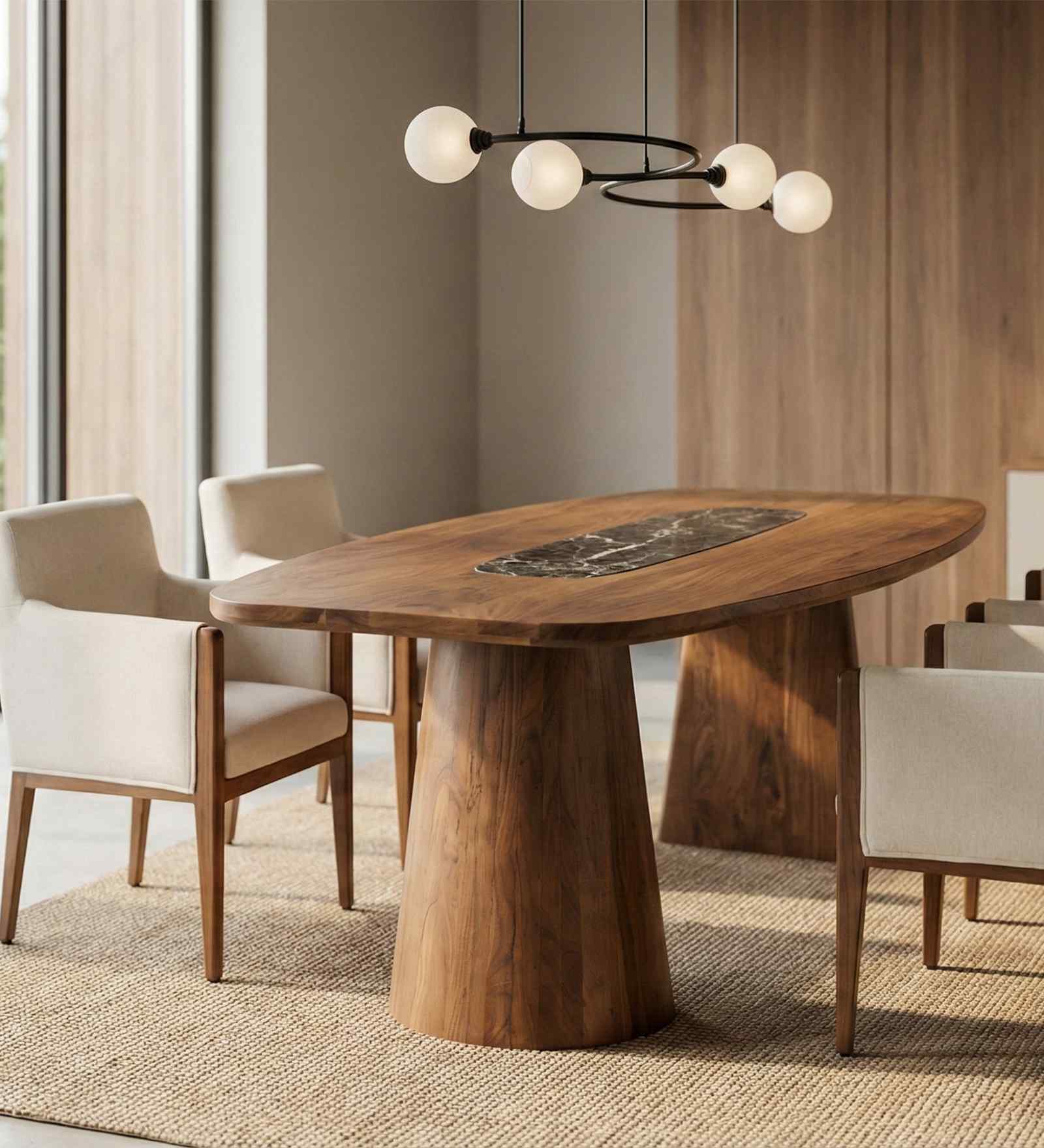 Le Roi 6 Seater Dining Table In New Teal Light Finish