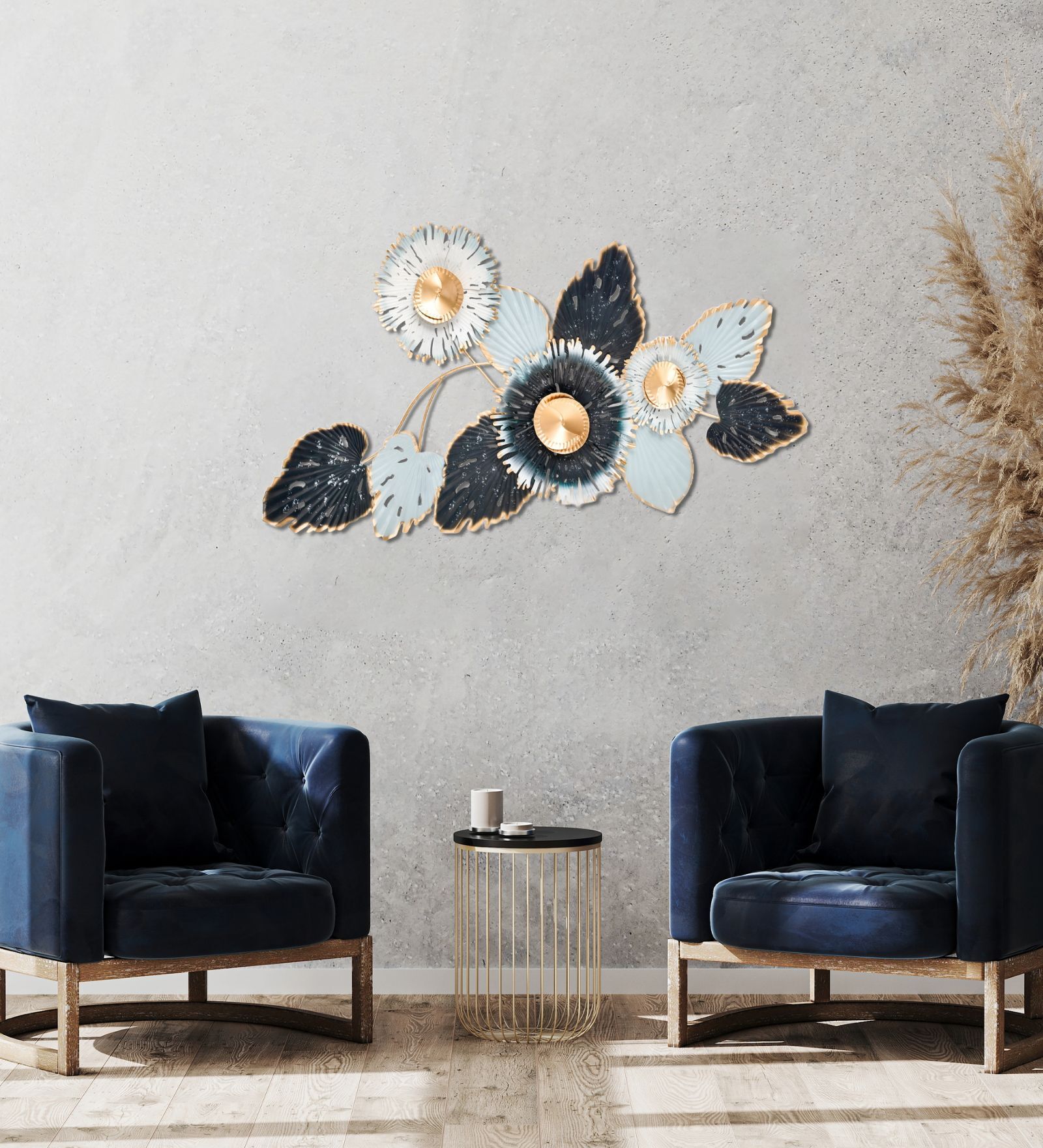 Leaf Black & White Iron Wall Art