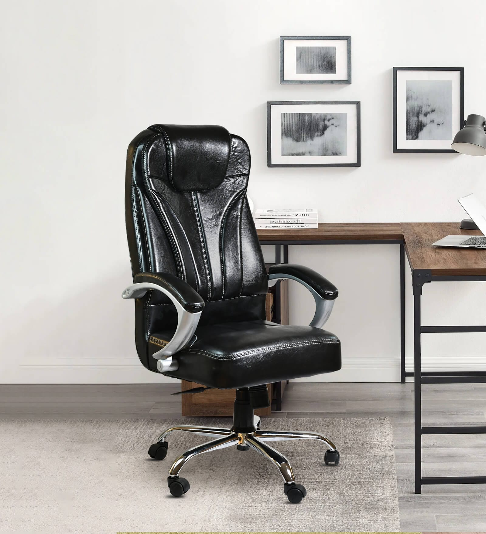 Leaf Leatherette Executive Chair in Black Colour Leaf Leatherette Executive Chair in Black Colour