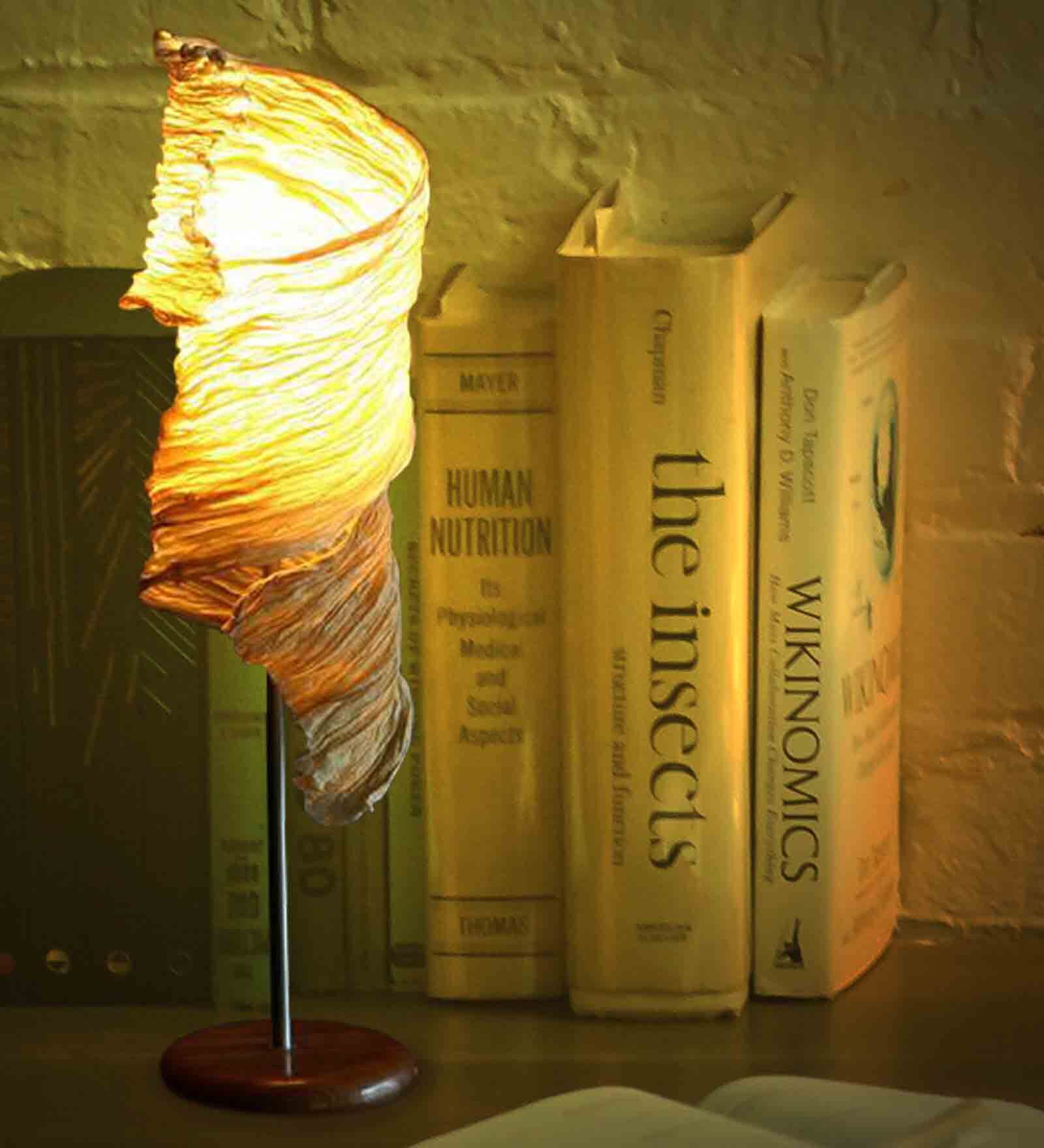 Leafcurl Crushed Paper   Banana Fibre Table Lamp