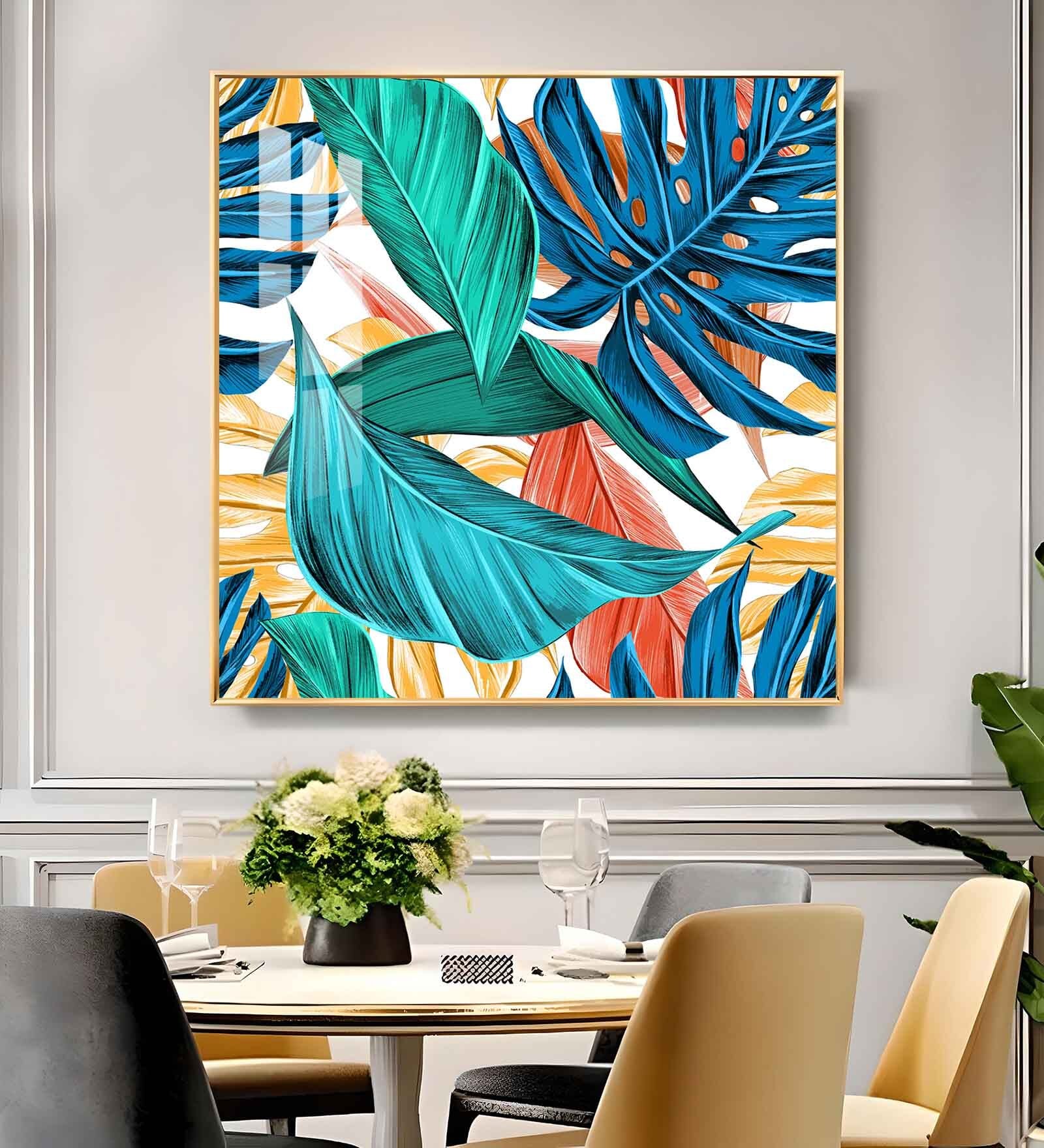 Leafy Retreat Glass Finish Square Wall Art