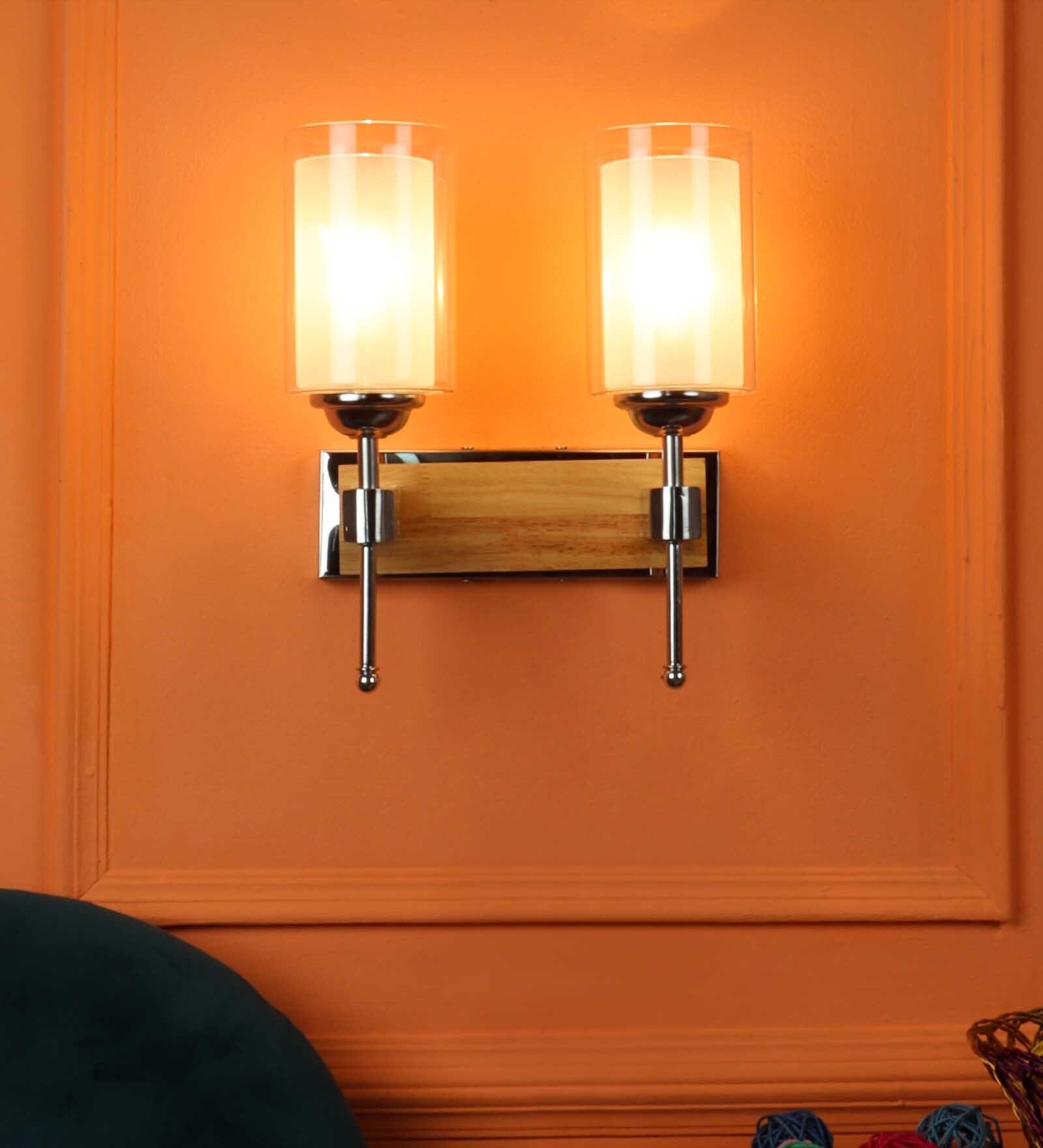 Buy Learc Designer Lighting Contemporary Glass Metal Wood Wall Light