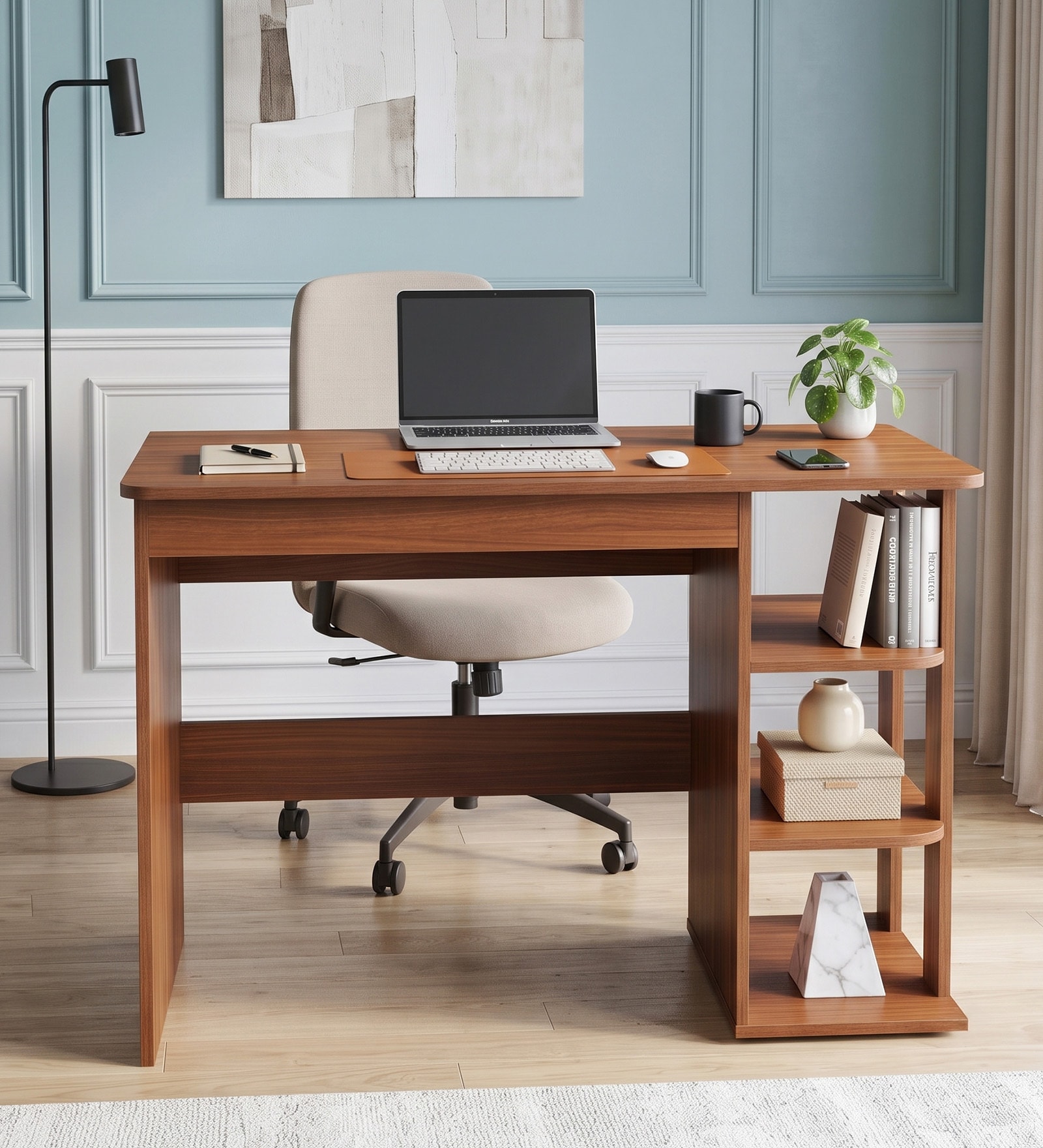 Learnix Brown Colour Office Table In Walnut Finish Learnix Brown Colour Office Table In Walnut Finish