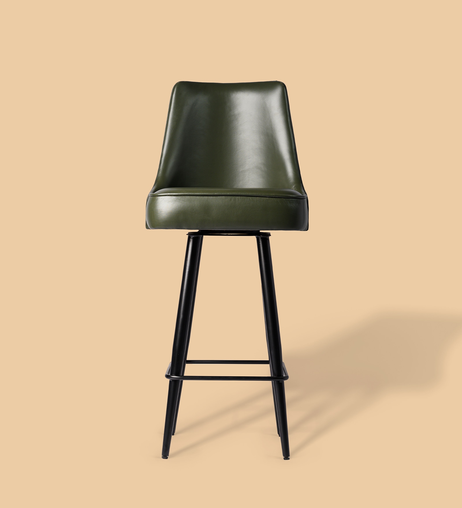 Leather Bar Stool in Olive Green Colour