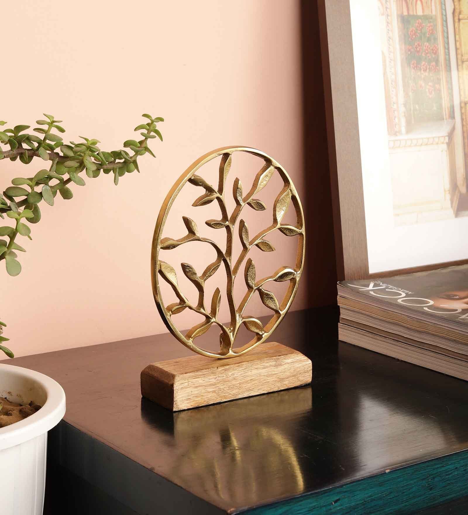 Buy Leaves Gold Wood & Aluminium Showpiece at 46% OFF by Purestory ...