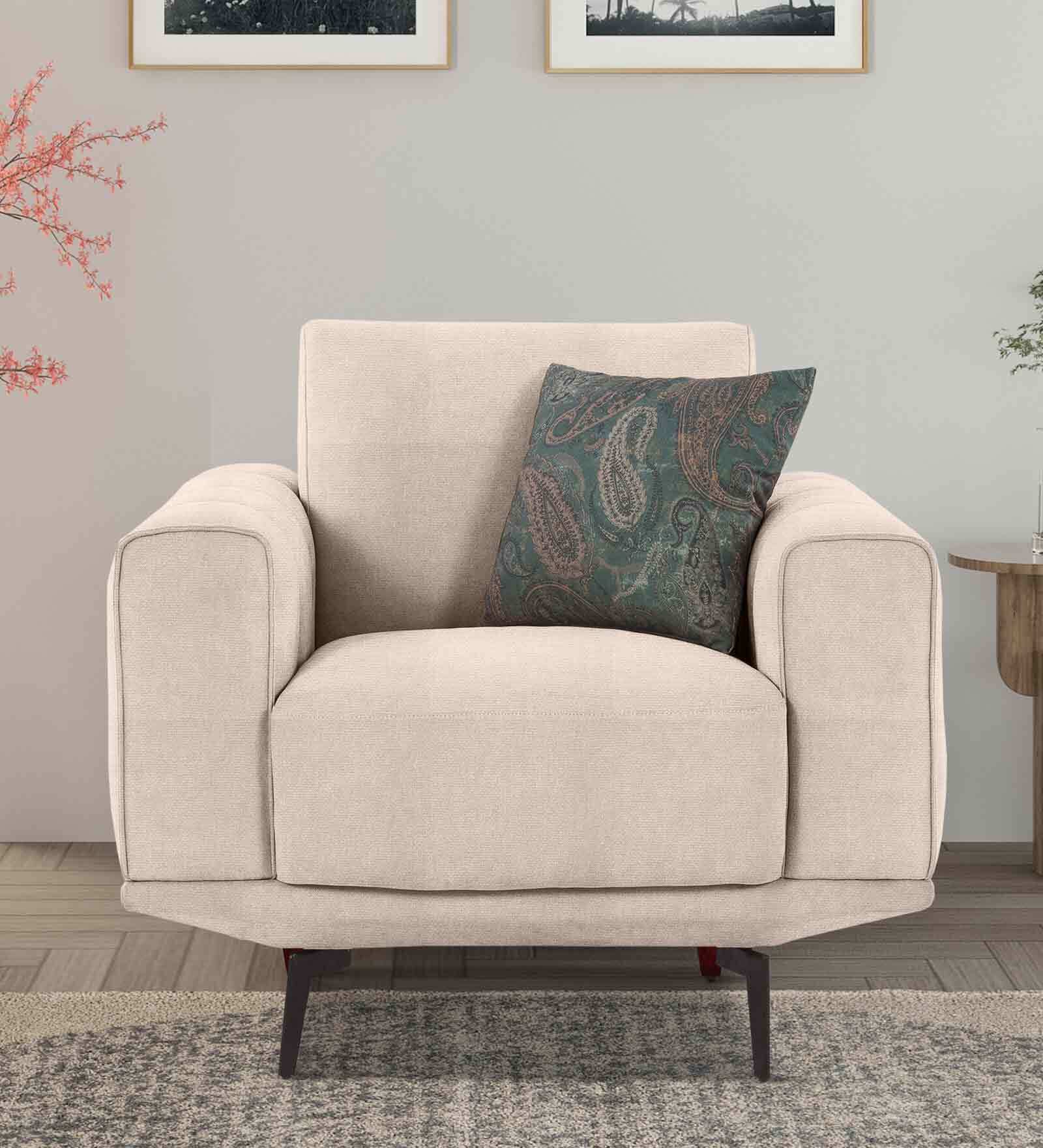 Lebanon Chenille Fabric 1 Seater Sofa In Cream Colour