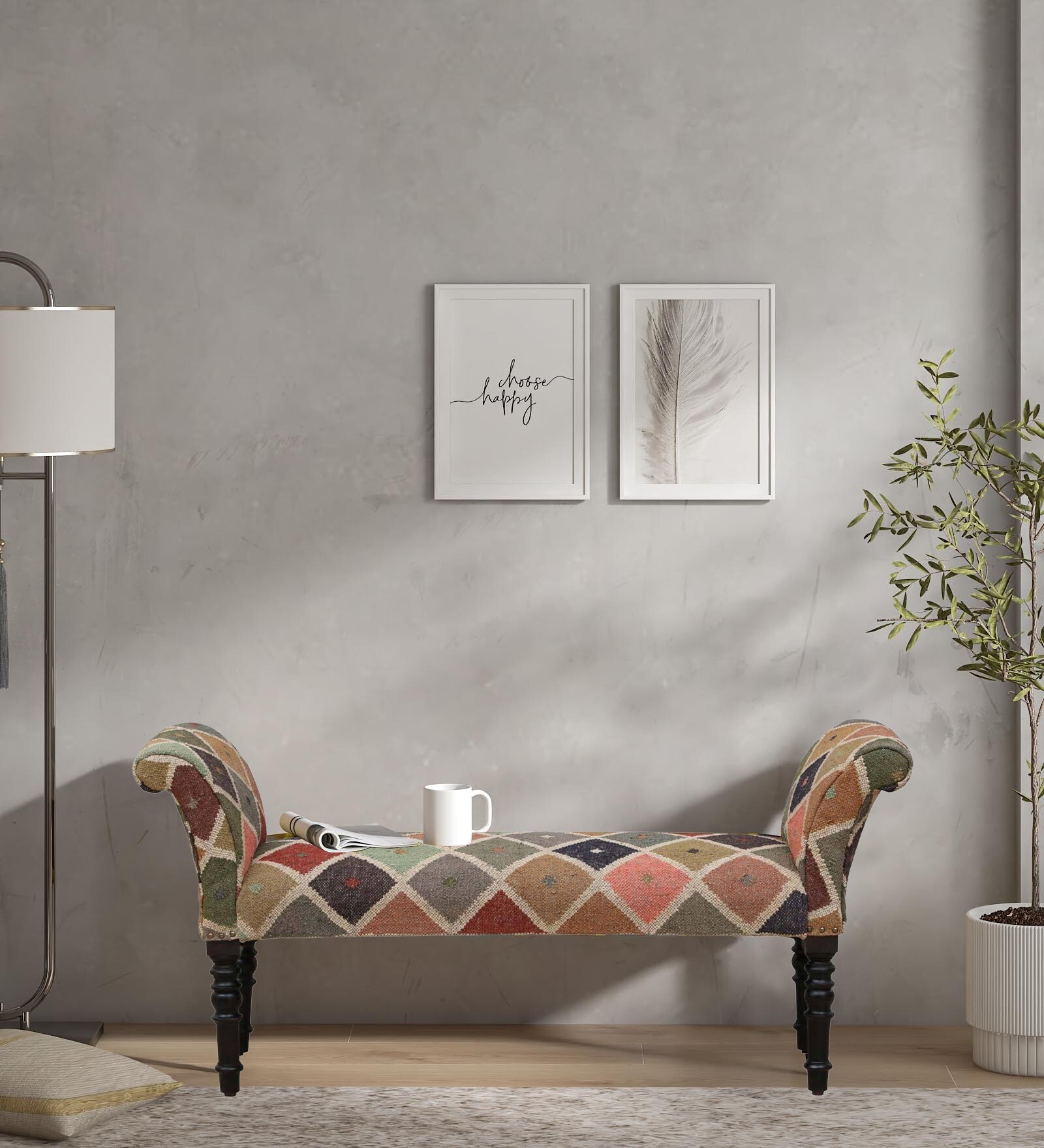Lechlade Upholstered Recamier in Warm Chestnut Finish