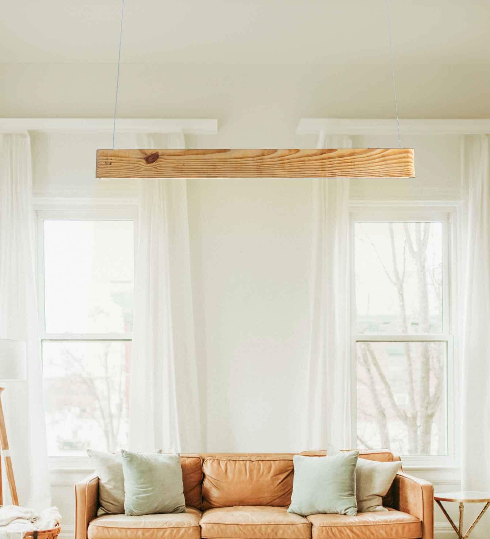 LED 4 Ft Solid Pine Wood Defined Edge Hanging Light- Colour Temp -4000K LED 4 Ft Solid Pine Wood Defined Edge Hanging Light- Colour Temp -4000K