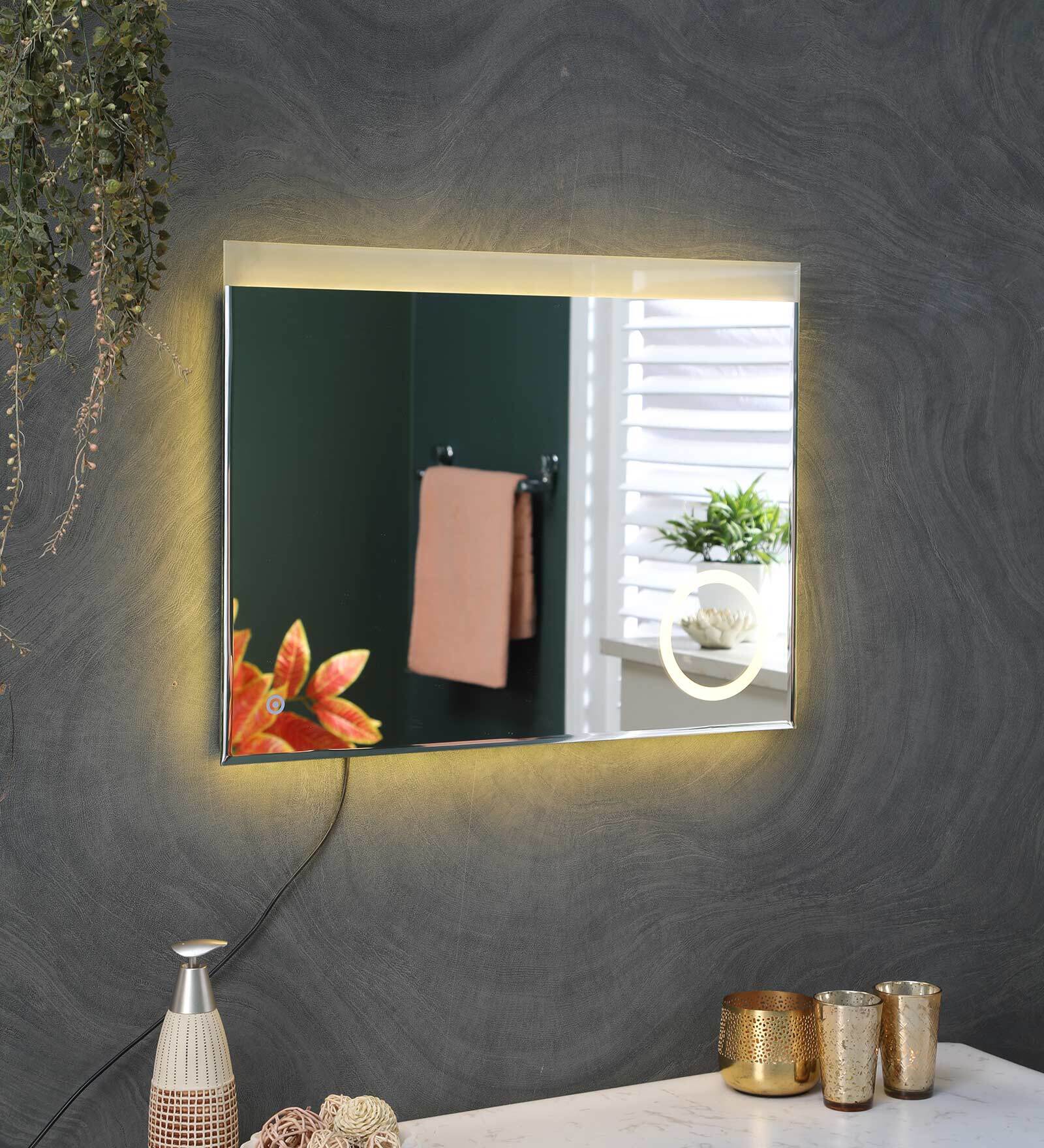 Buy LED Rectangle 24 x 18 Inch Wall Mirror in White Colour Online LED