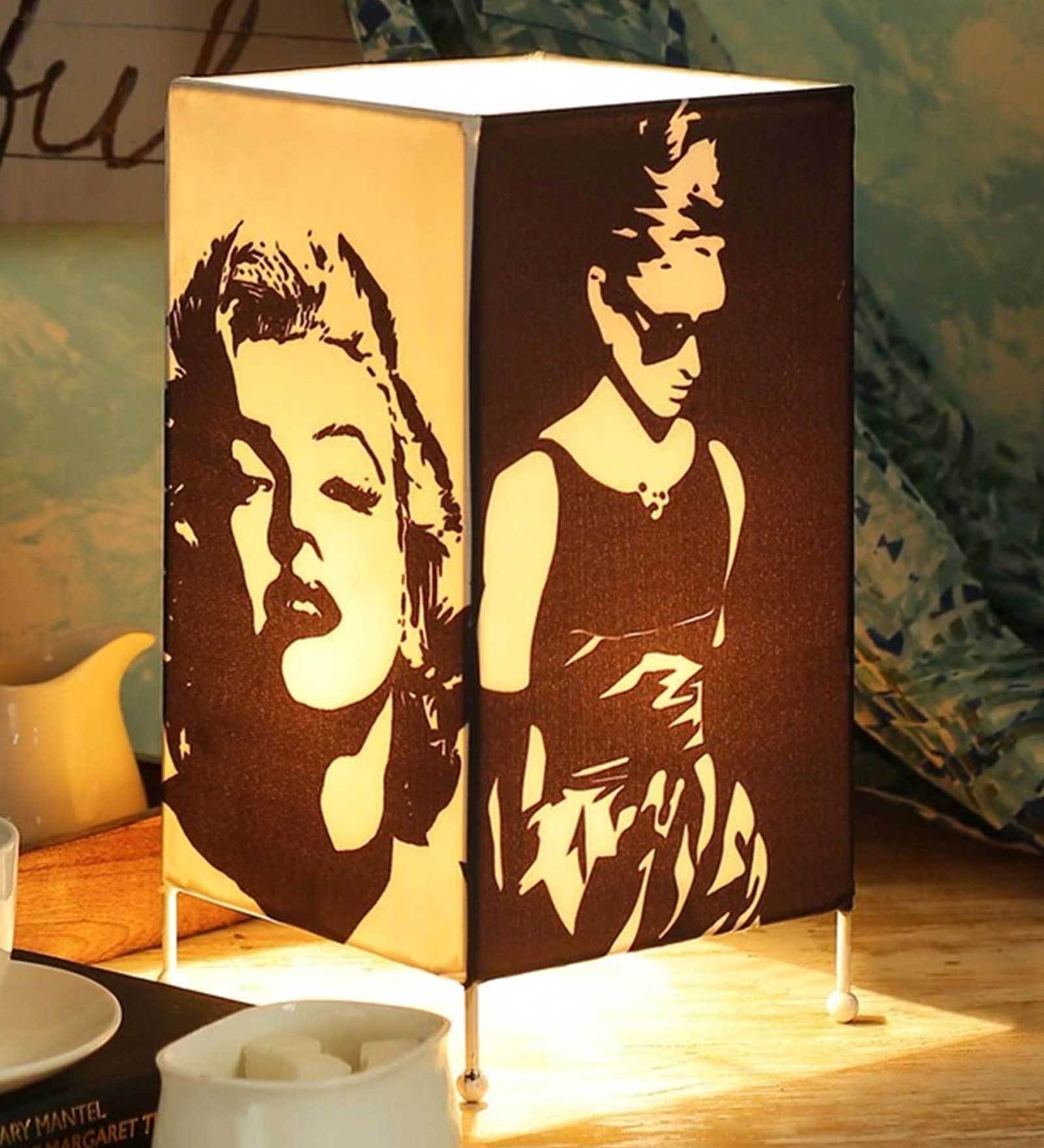 Legend Table Multicolor Satin Shade Table Lamp With Silver Base