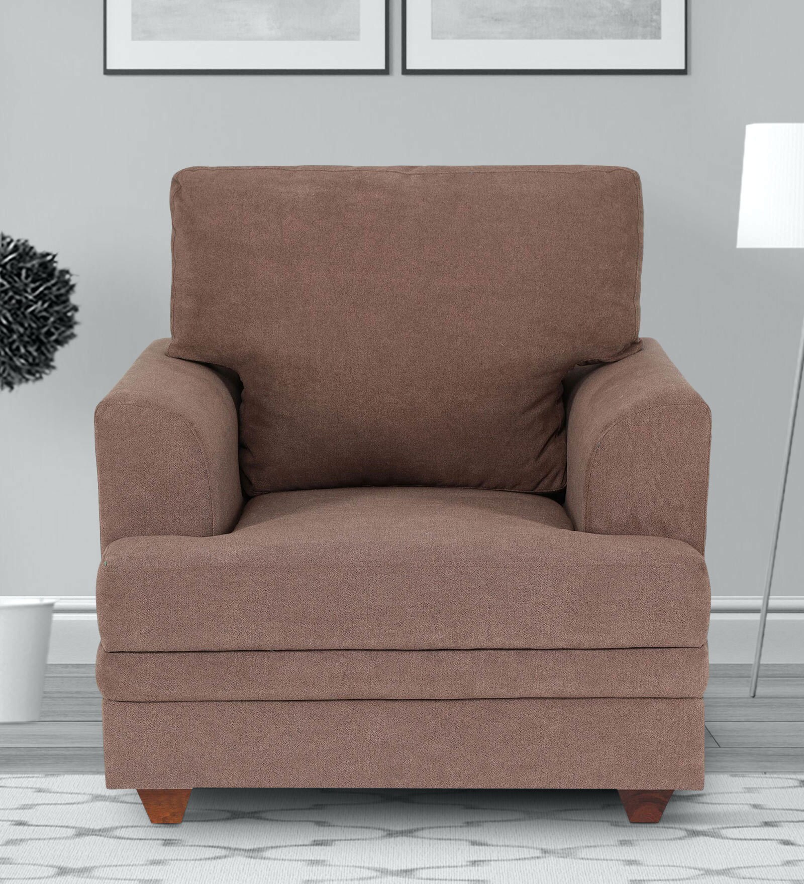 Leipzig 1 Seater Sofa in Brown Colour Leipzig 1 Seater Sofa in Brown Colour