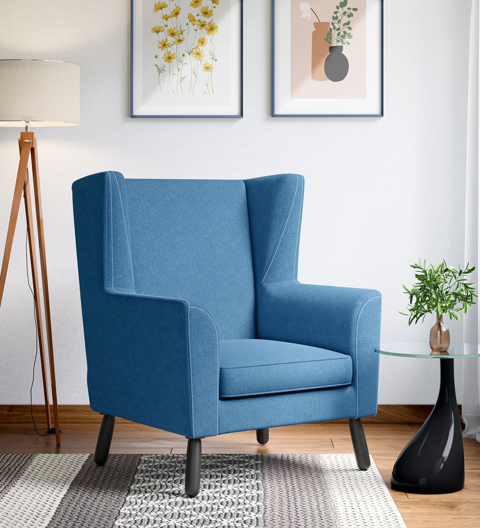 Buy Leisure Fabric Wing Chair in Blue Colour at 48% OFF by Godrej ...