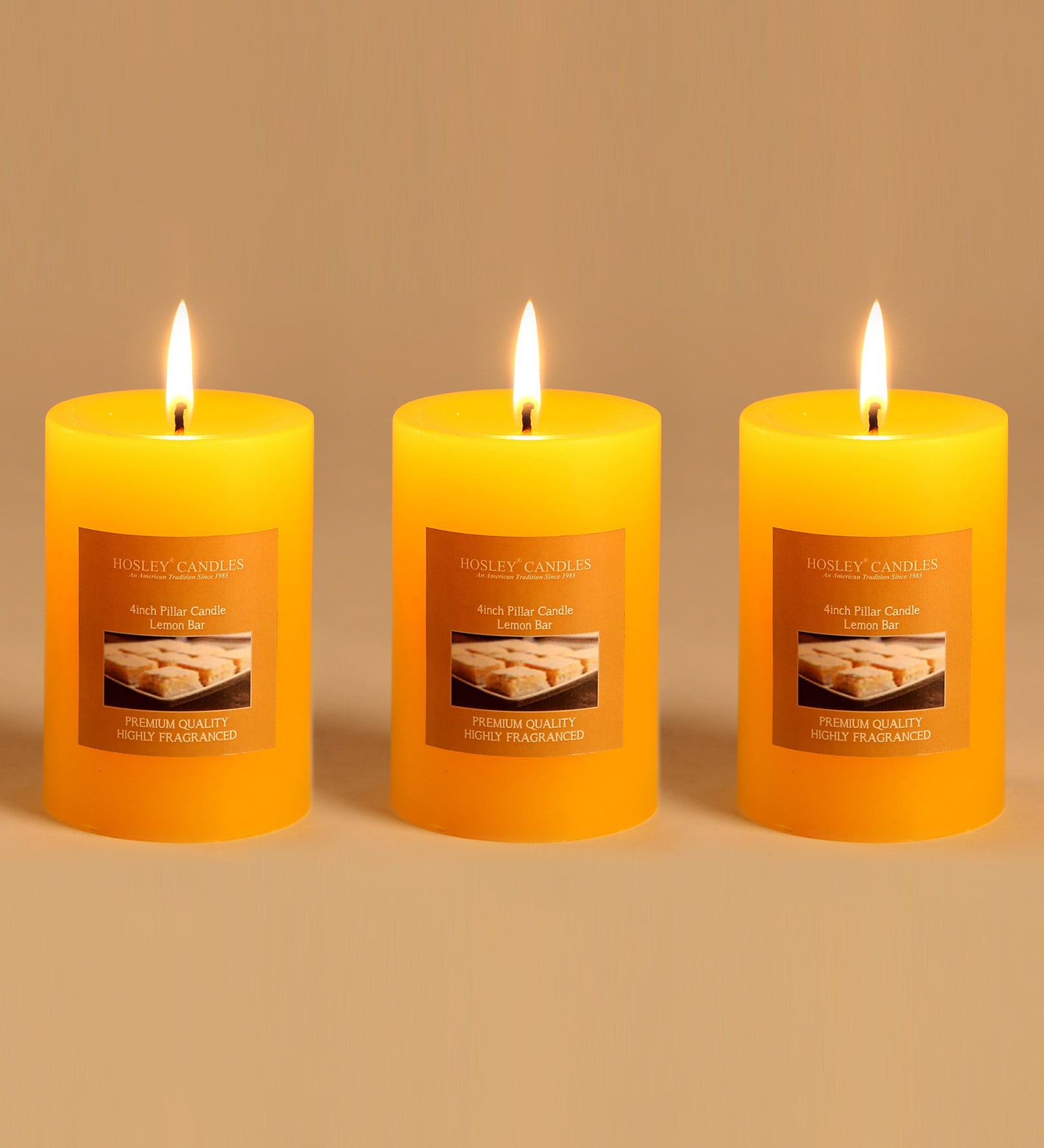 Lemon Bar Aroma Set Of 3 Yellow Wax Scented Candles