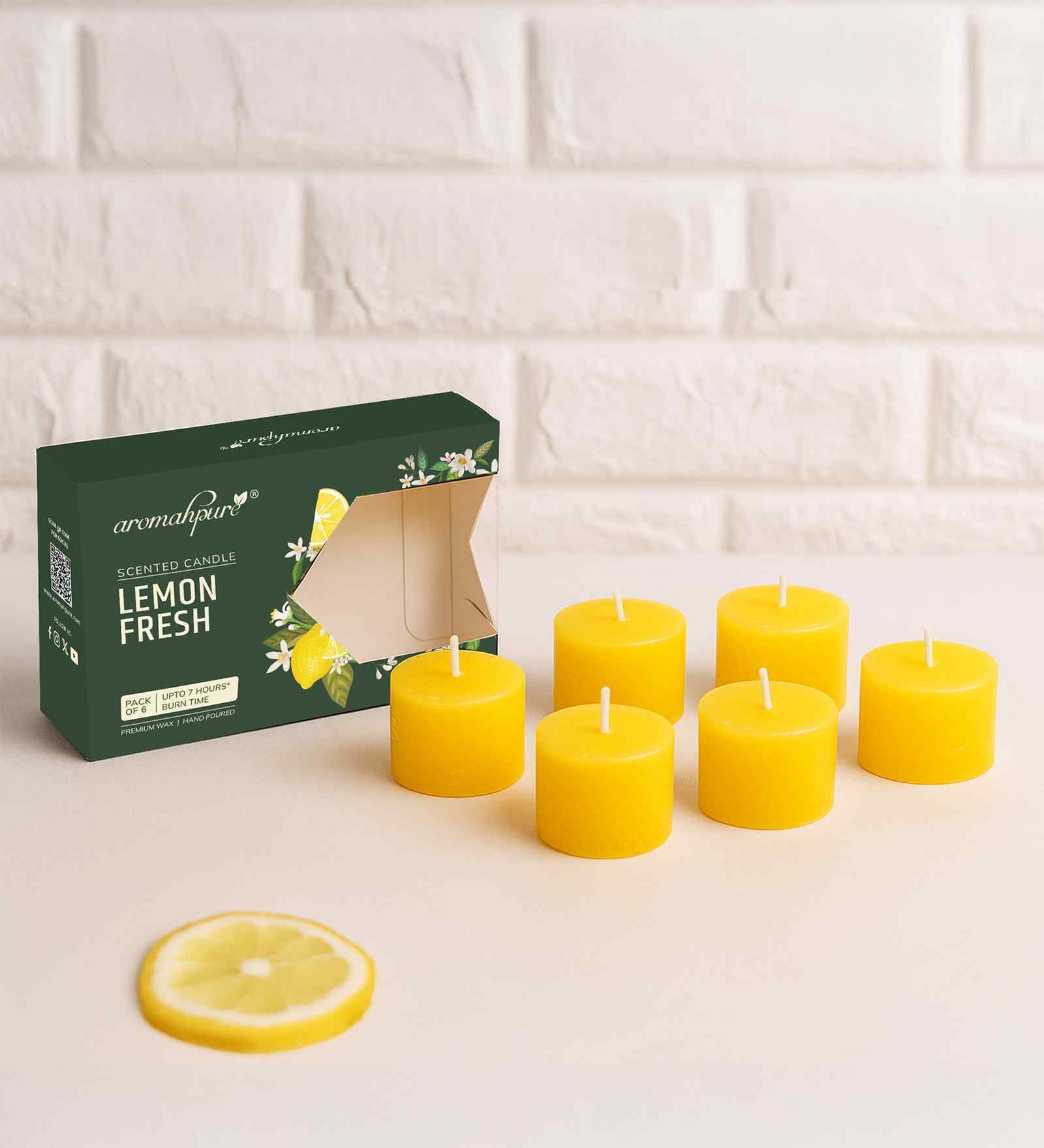 Lemon Scented Set of 6 Votive Candles Lemon Scented Set of 6 Votive Candles